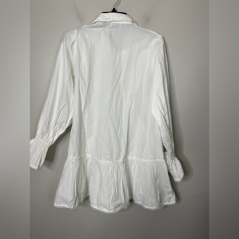 Miss Selfridge NWT Women's Natural Embroidered Poplin Shirt Dress 4 Cottagecore - Picture 11 of 14